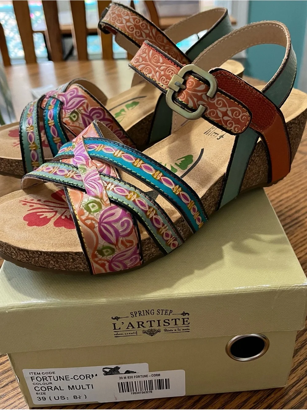 L'Artiste by Spring Step Multicolor Floral Leather Sandals
